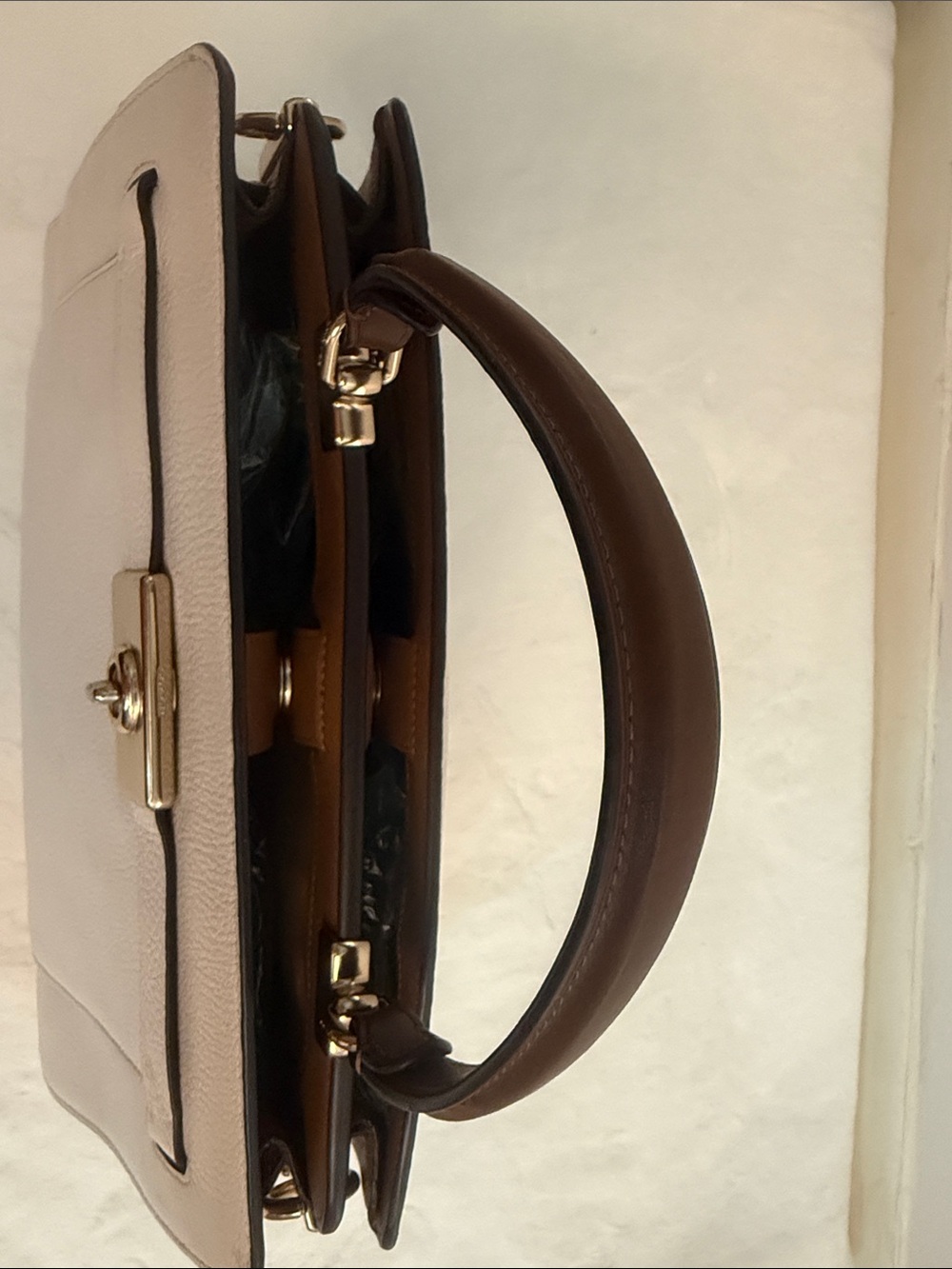 Coach Cream Leather Top-Handle Satchel with Turnlock - Picture 16 of 17